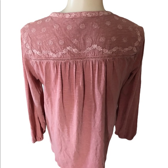 Lucky Brand Top sz S Blush Pink Lace Like Details - Picture 5 of 10
